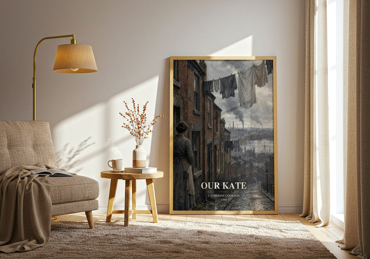 Our Kate watercolour print in frame leaning in hallway – memoir wall art (mockup)