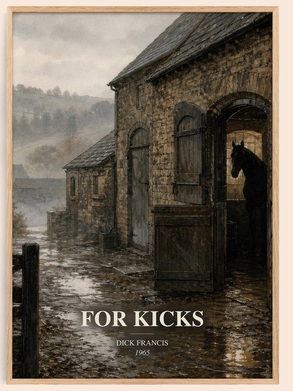 For Kicks watercolour book poster by Dick Francis – framed literary art print