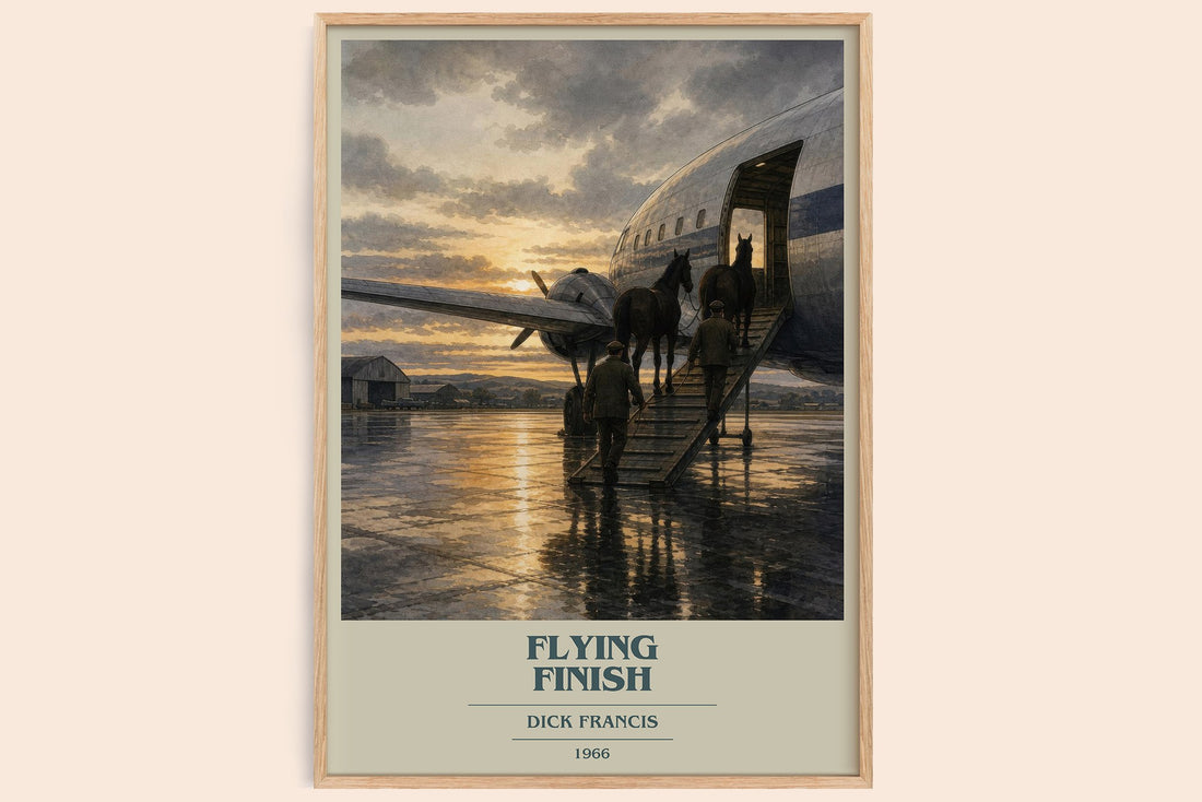 Flying Finish book cover book poster by Dick Francis – framed literary art print