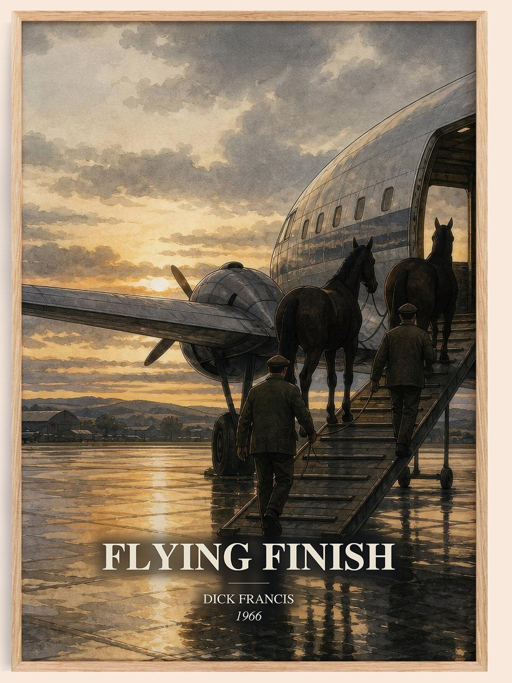 Flying Finish watercolour book poster by Dick Francis – framed literary art print