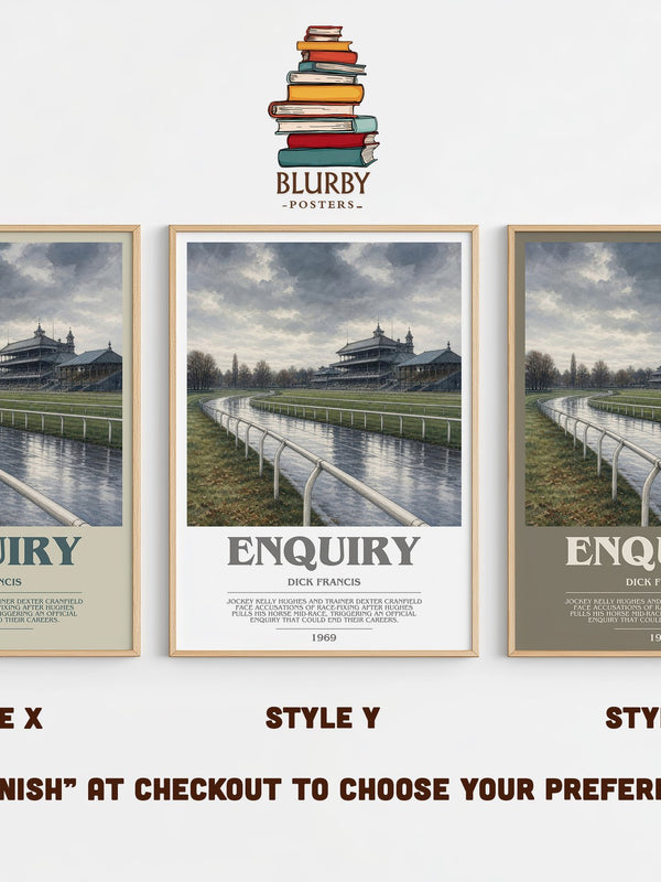 Enquiry bookish print in frame leaning in hallway – thriller wall art