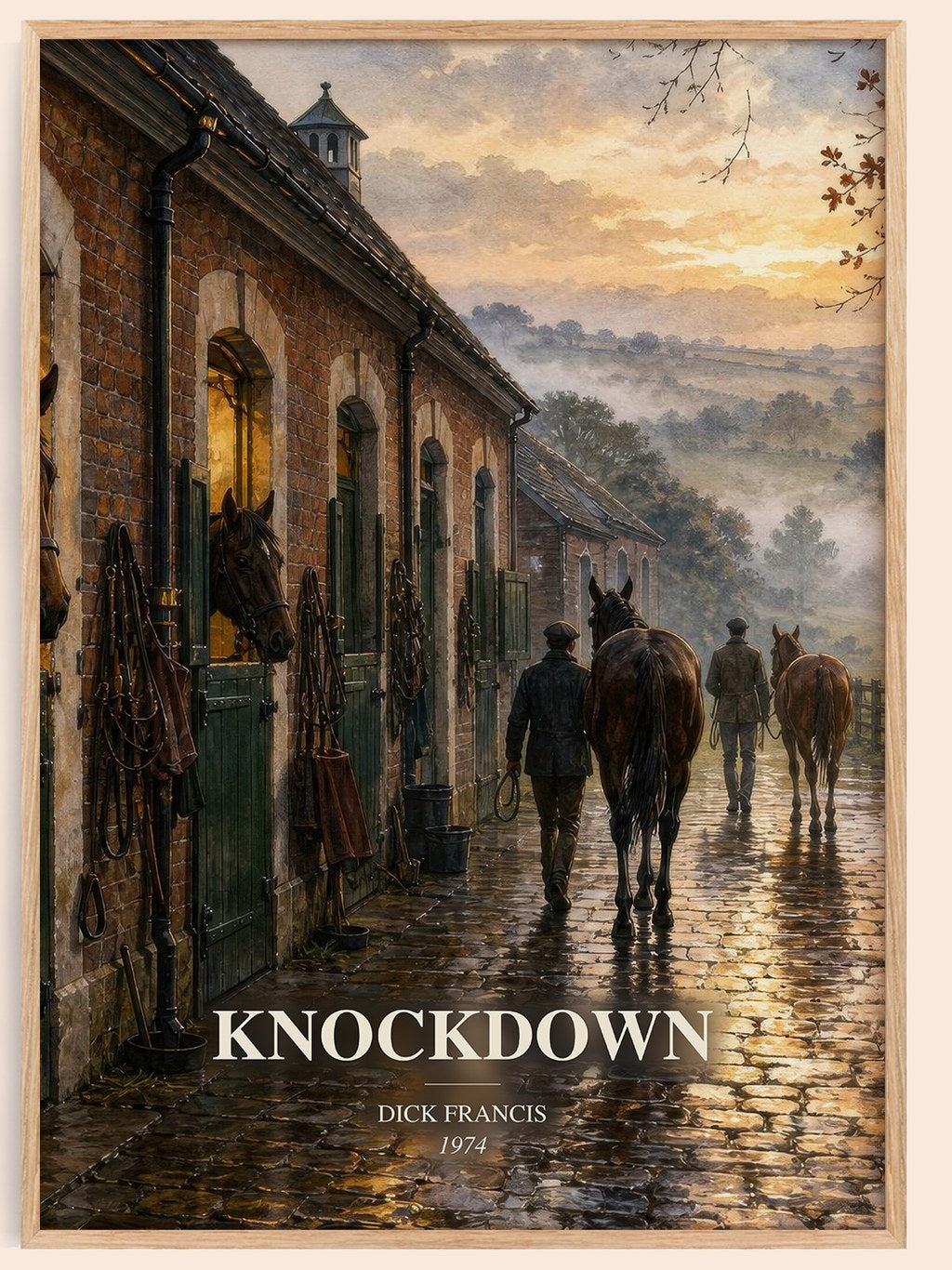 Knockdown watercolour book poster by Dick Francis – framed literary art print
