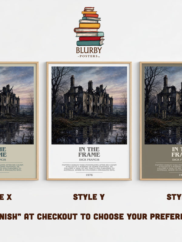 In the Frame bookish print in frame leaning in hallway – crime wall art