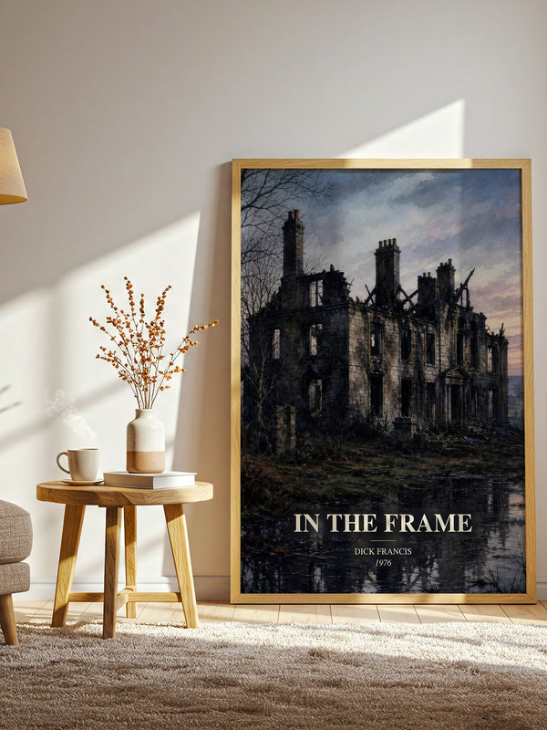 In the Frame watercolour print in frame leaning in hallway – crime wall art