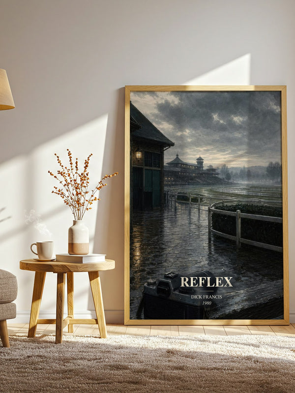 Reflex watercolour print in frame leaning in hallway – thriller wall art