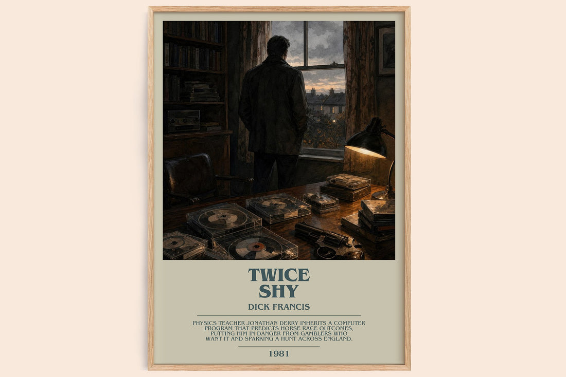 Twice Shy bookish book poster by Dick Francis – framed literary art print
