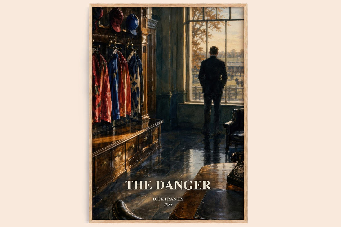The Danger watercolour book poster by Dick Francis – framed literary art print
