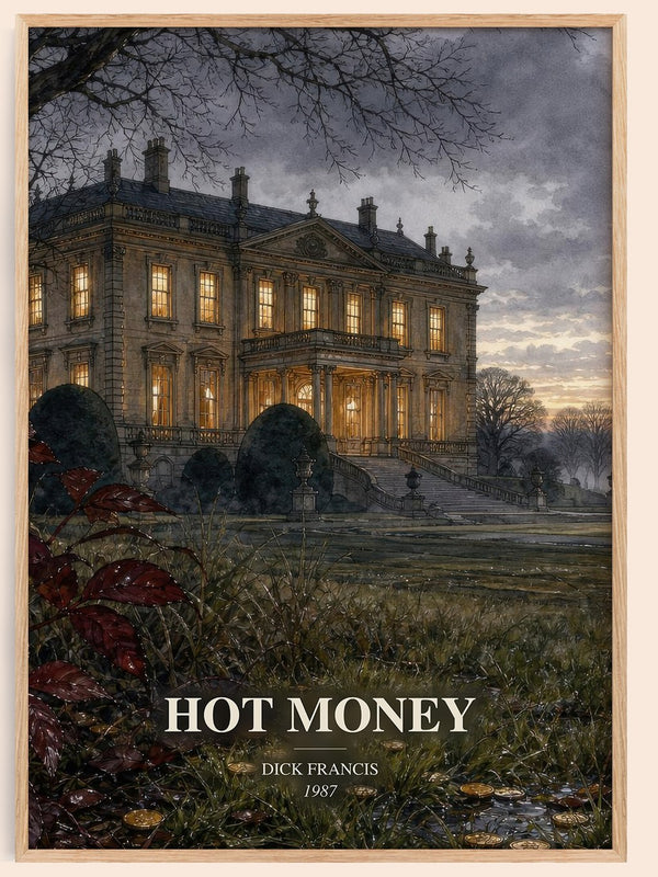 Hot Money watercolour book poster by Dick Francis – framed literary art print