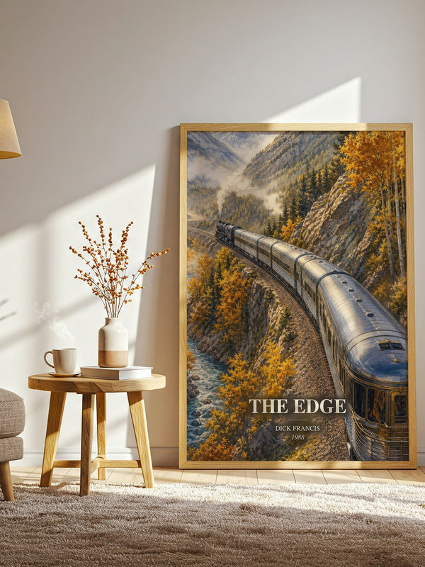 The Edge watercolour print in frame leaning in hallway – thriller wall art
