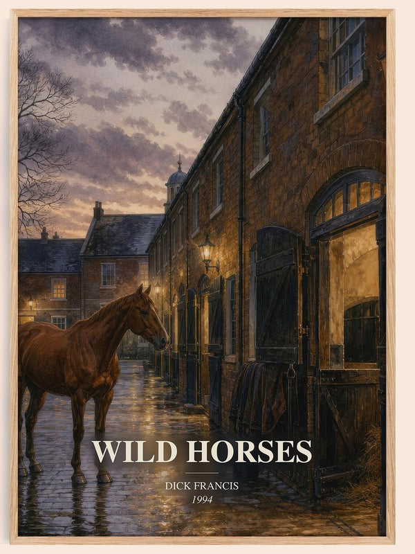 Wild Horses watercolour book poster by Dick Francis – framed literary art print