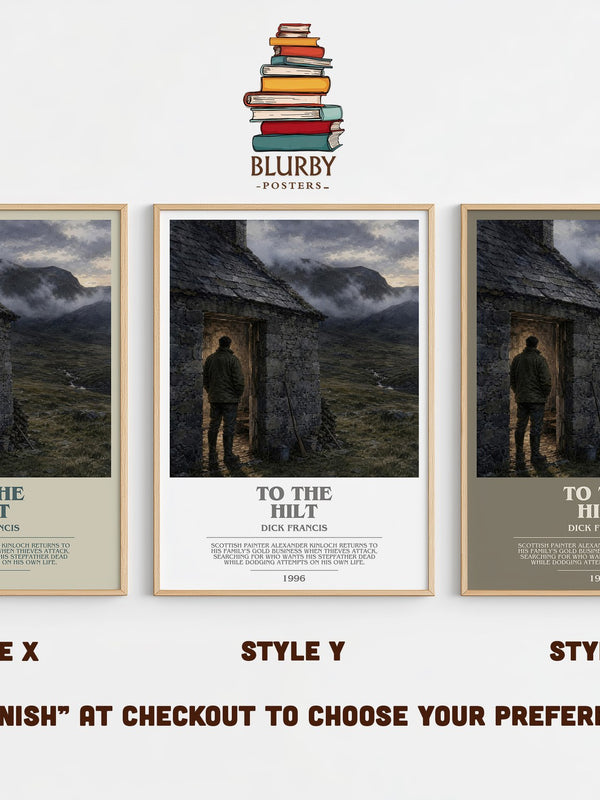 To the Hilt bookish print in frame leaning in hallway – thriller wall art