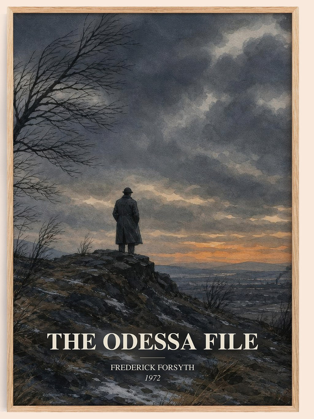 The Odessa File watercolour book poster by Frederick Forsyth – framed literary art print