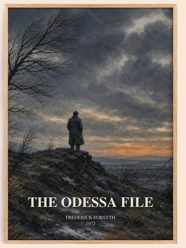 The Odessa File watercolour book poster by Frederick Forsyth – framed literary art print