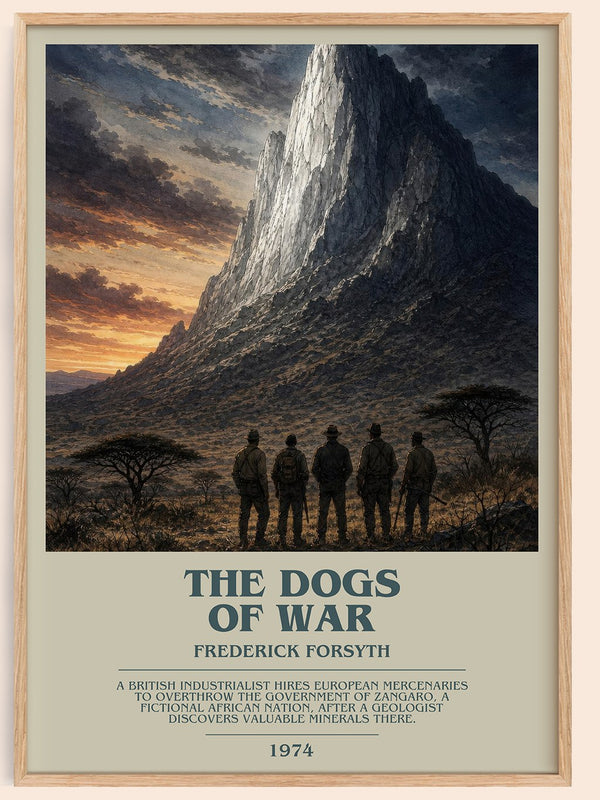 The Dogs of War bookish book poster by Frederick Forsyth – framed literary art print