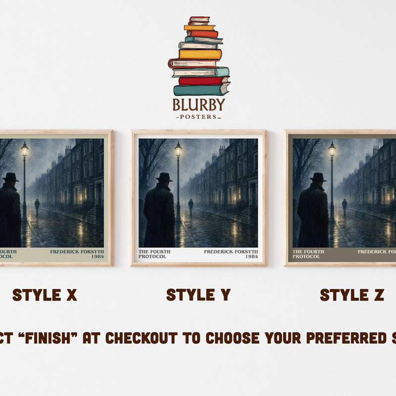 The Fourth Protocol literary print in frame leaning in hallway – thriller wall art