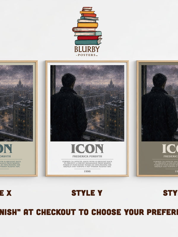 Icon bookish print in frame leaning in hallway – thriller wall art