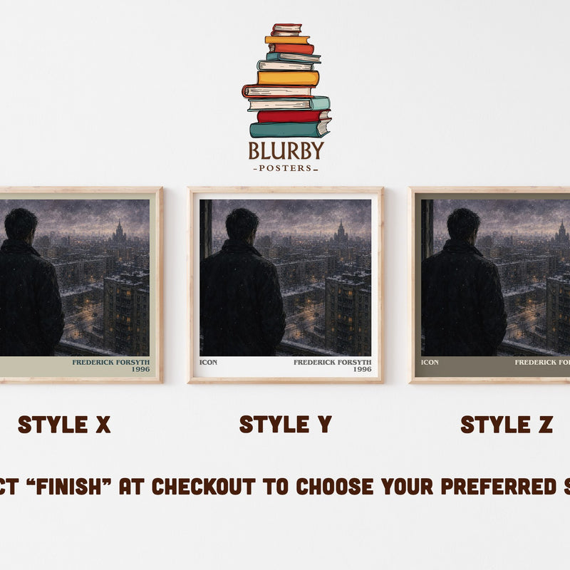 Icon literary print in frame leaning in hallway – thriller wall art