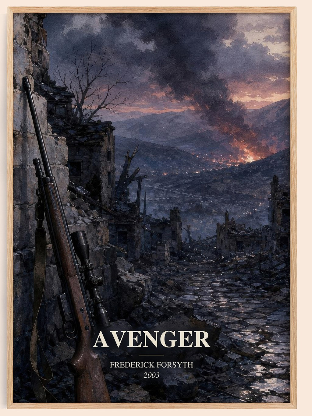 Avenger watercolour book poster by Frederick Forsyth – framed literary art print