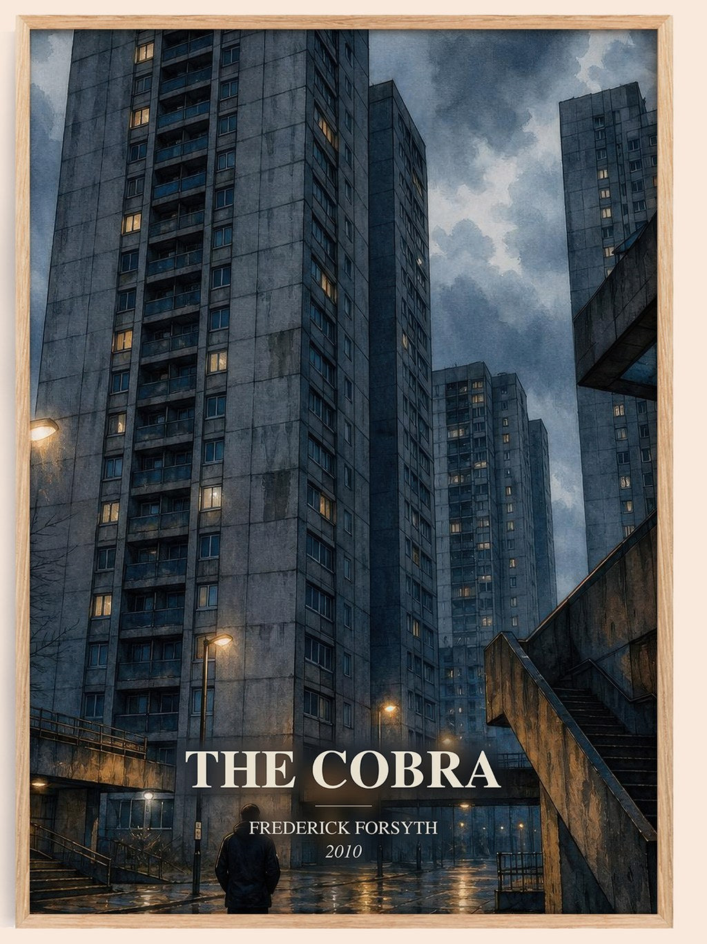 The Cobra watercolour book poster by Frederick Forsyth – framed literary art print