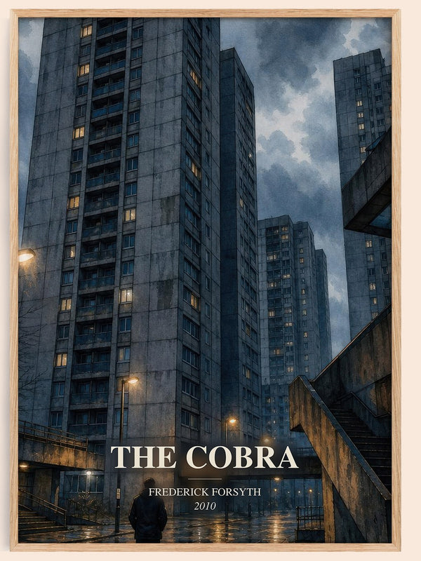 The Cobra watercolour book poster by Frederick Forsyth – framed literary art print
