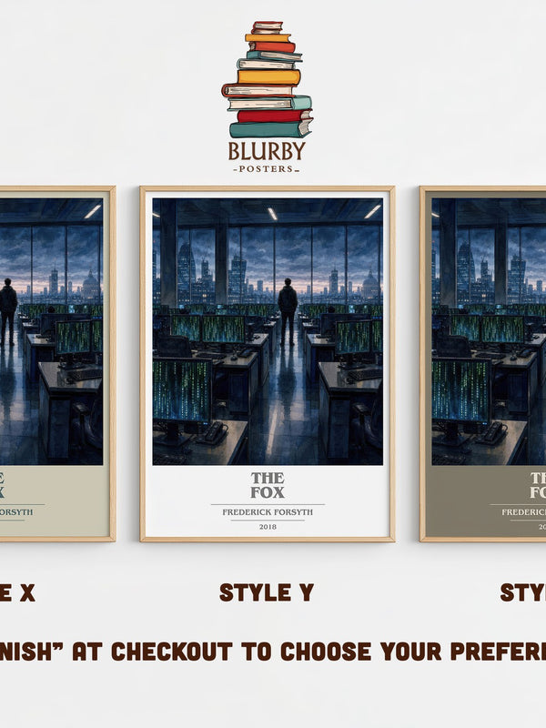The Fox book cover print in frame leaning in hallway – thriller wall art