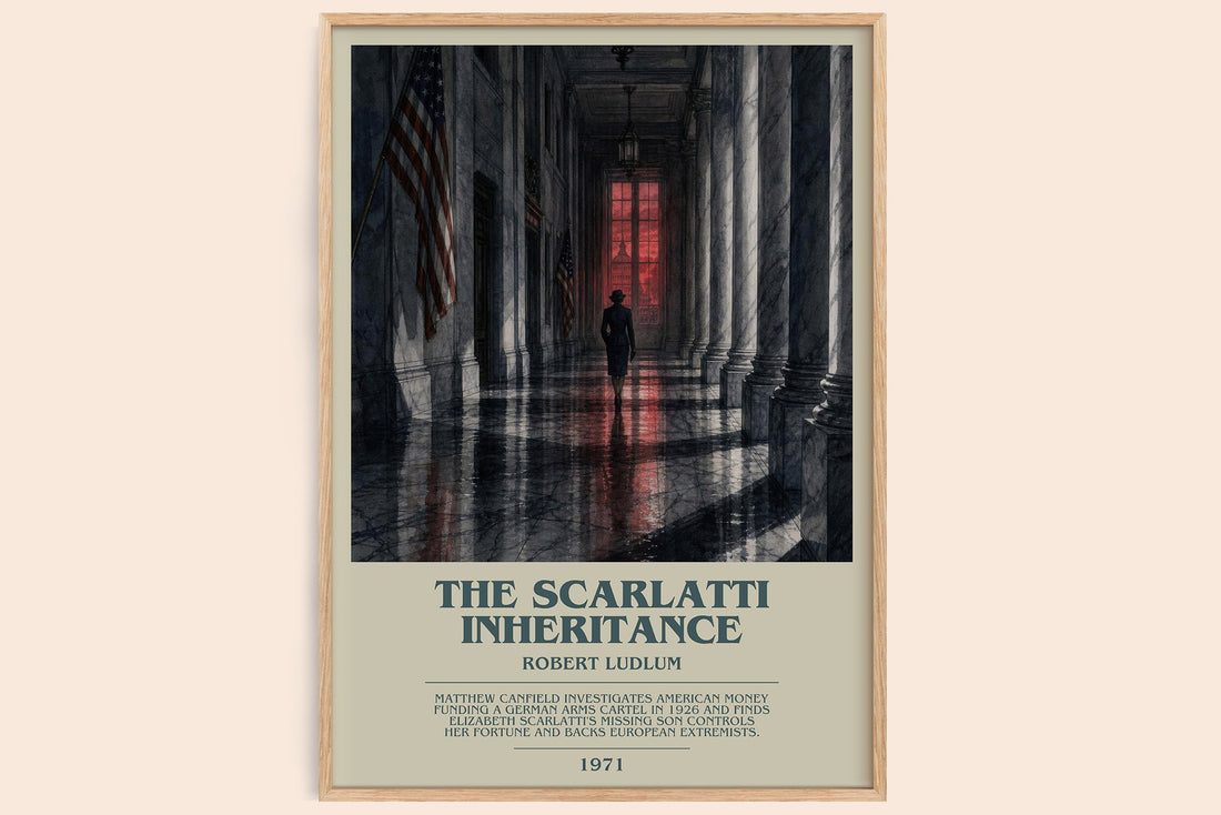 The Scarlatti Inheritance bookish book poster by Robert Ludlum – framed literary art print