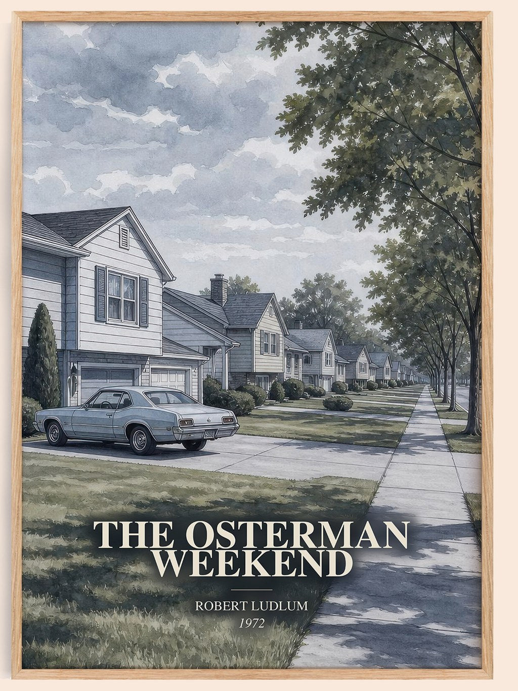 The Osterman Weekend watercolour book poster by Robert Ludlum – framed literary art print