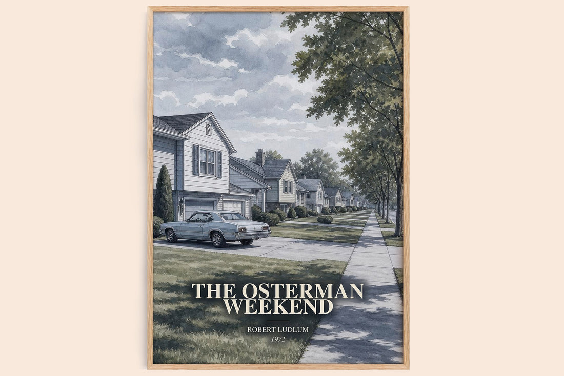 The Osterman Weekend watercolour book poster by Robert Ludlum – framed literary art print