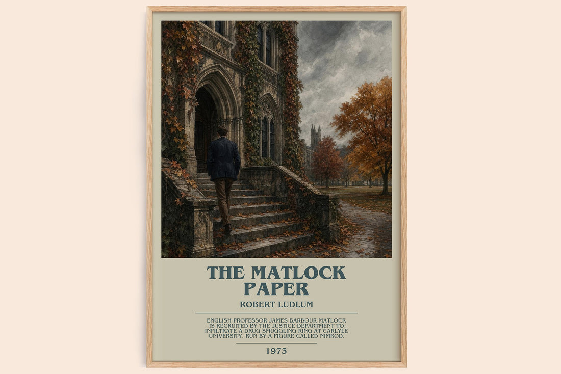 The Matlock Paper bookish book poster by Robert Ludlum – framed literary art print