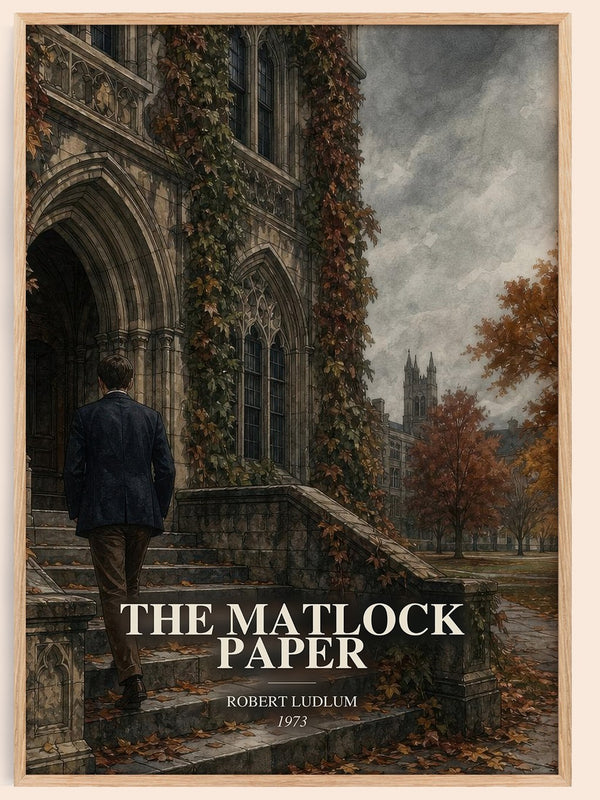 The Matlock Paper watercolour book poster by Robert Ludlum – framed literary art print