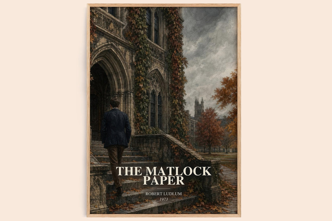 The Matlock Paper watercolour book poster by Robert Ludlum – framed literary art print