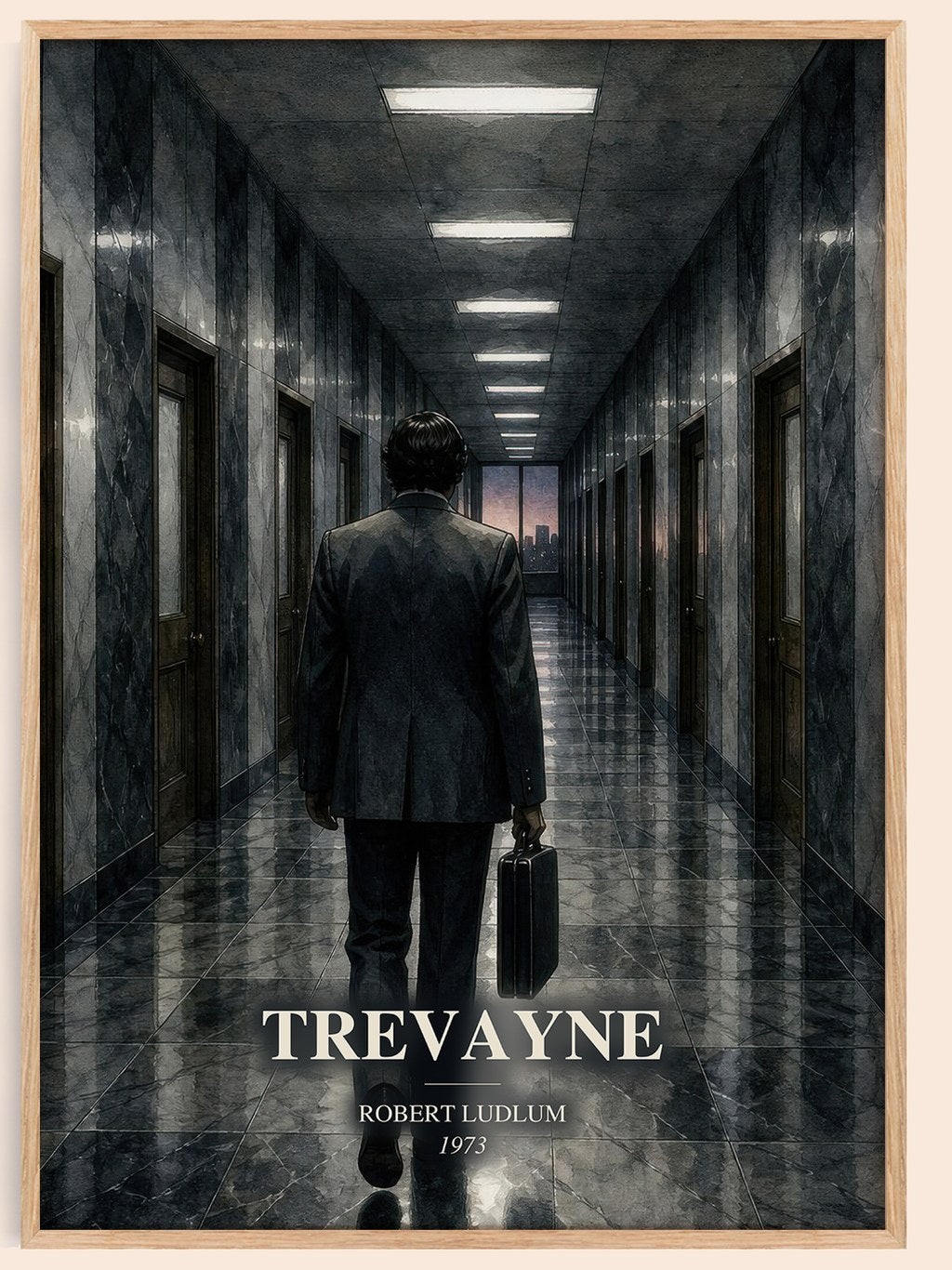 Trevayne watercolour book poster by Robert Ludlum – framed literary art print