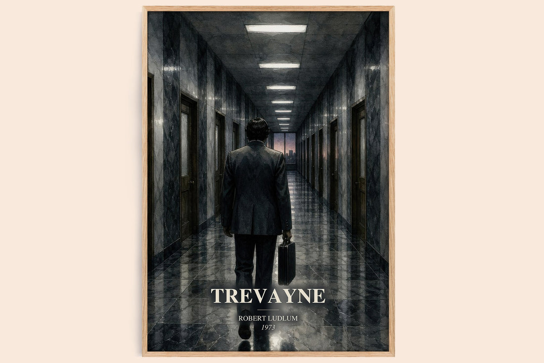 Trevayne watercolour book poster by Robert Ludlum – framed literary art print