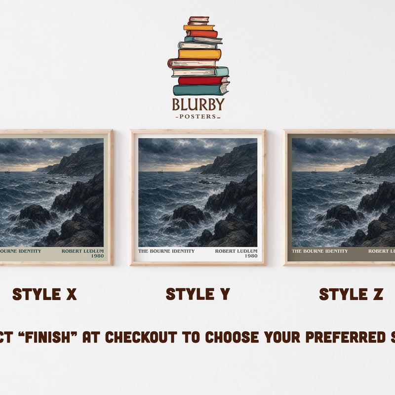The Bourne Identity literary print in frame leaning in hallway – thriller wall art