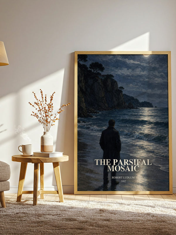 The Parsifal Mosaic watercolour print in frame leaning in hallway – thriller wall art