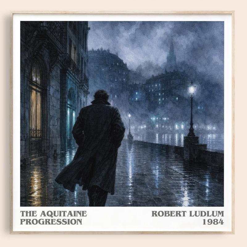 The Aquitaine Progression literary book poster by Robert Ludlum – framed literary art print