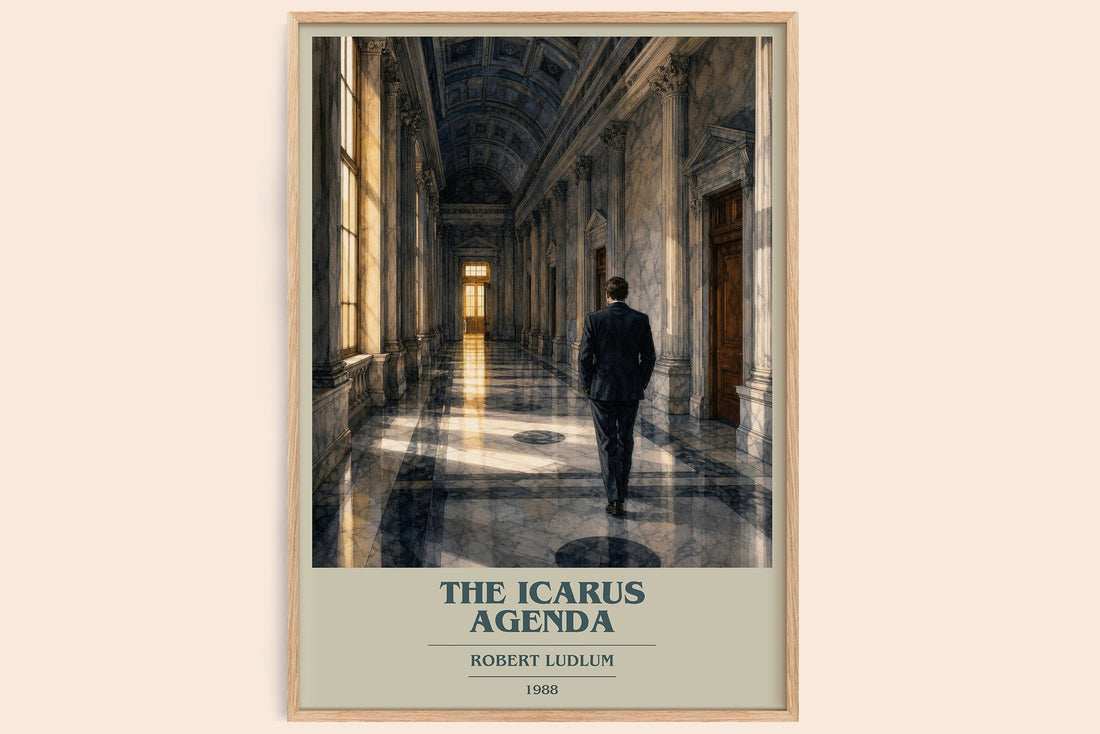 The Icarus Agenda book cover book poster by Robert Ludlum – framed literary art print