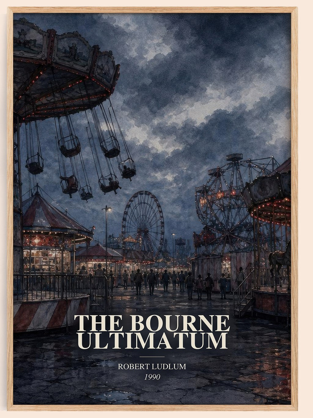 The Bourne Ultimatum watercolour book poster by Robert Ludlum – framed literary art print
