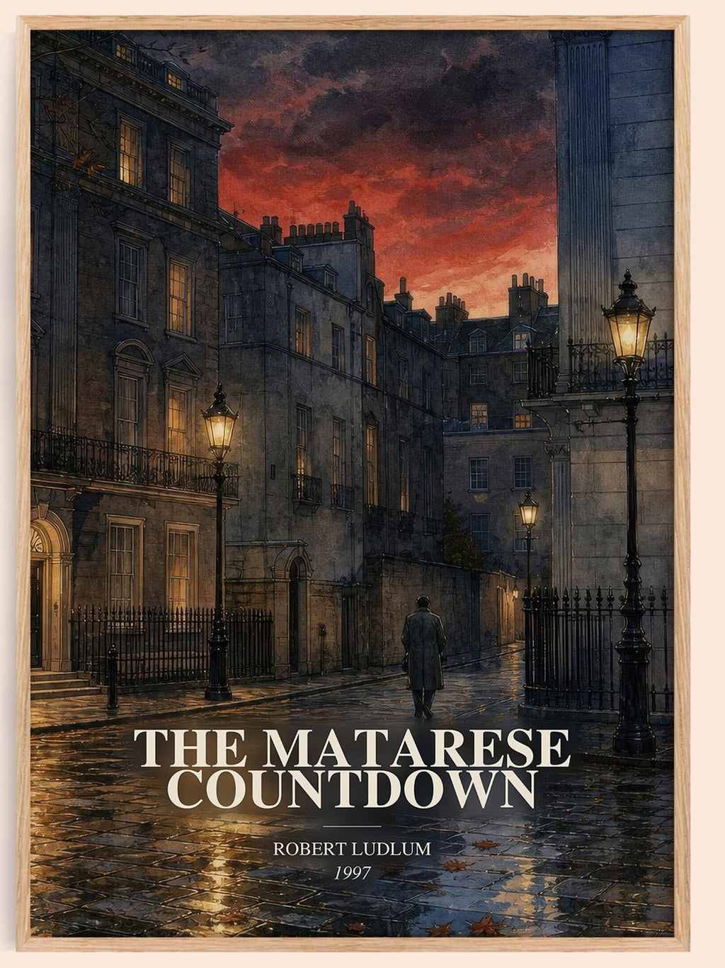 The Matarese Countdown watercolour book poster by Robert Ludlum – framed literary art print