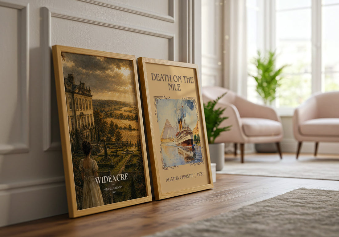Wideacre watercolour print framed by window – literary home decor