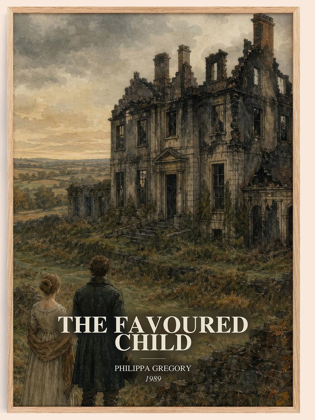 The Favoured Child watercolour book poster by Philippa Gregory – framed literary art print