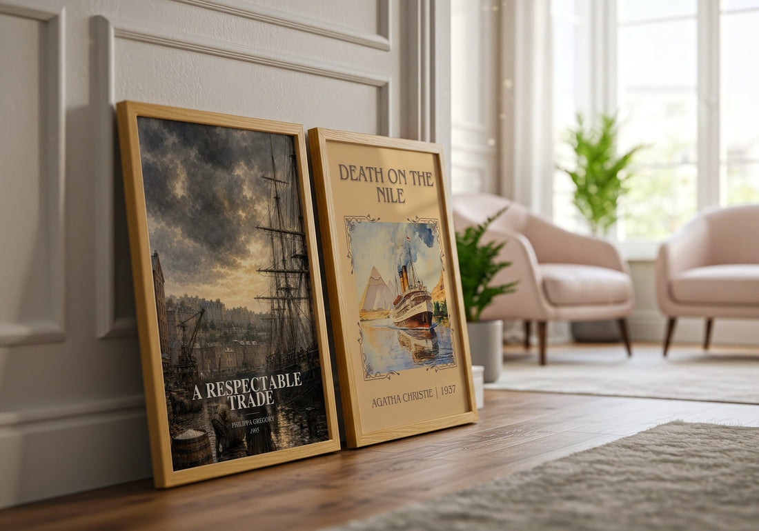 A Respectable Trade watercolour print framed by window – literary home decor