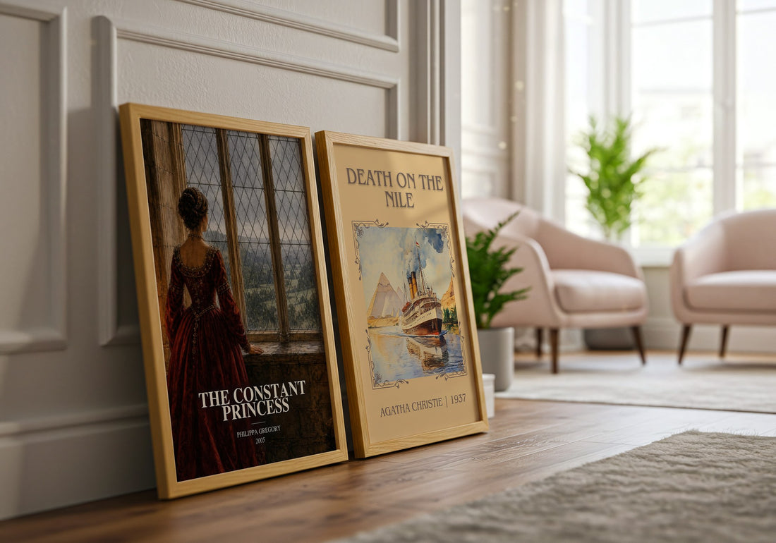 The Constant Princess watercolour print framed by window – literary home decor