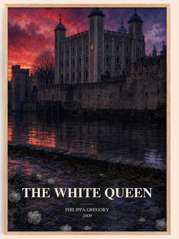 The White Queen watercolour book poster by Philippa Gregory – framed literary art print