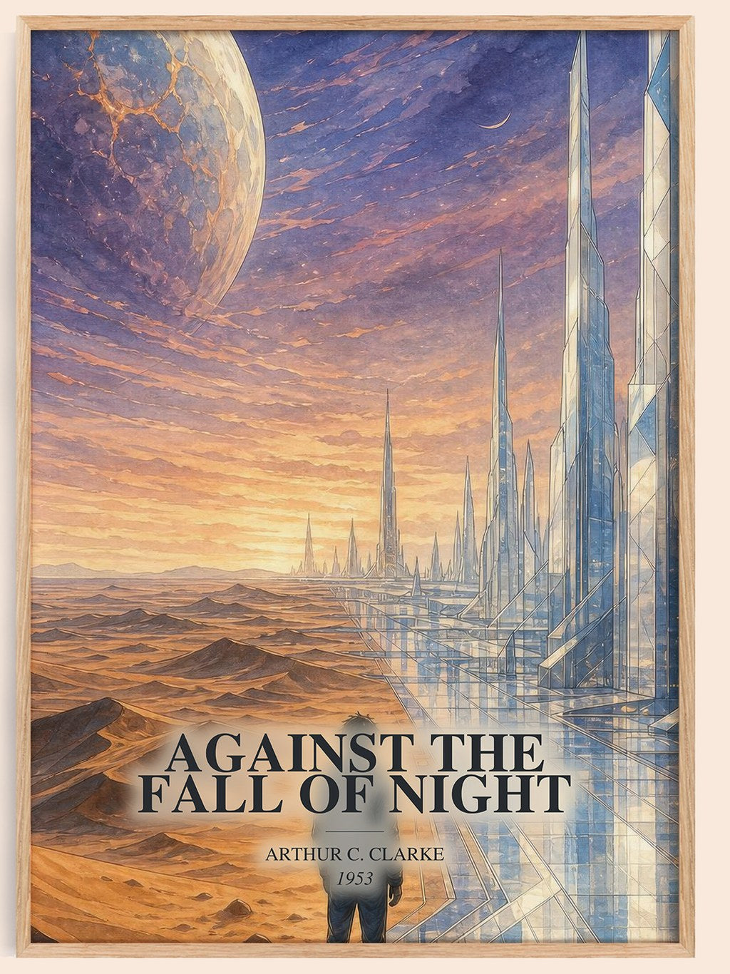 Against the Fall of Night watercolour book poster by Arthur C. Clarke – framed literary art print