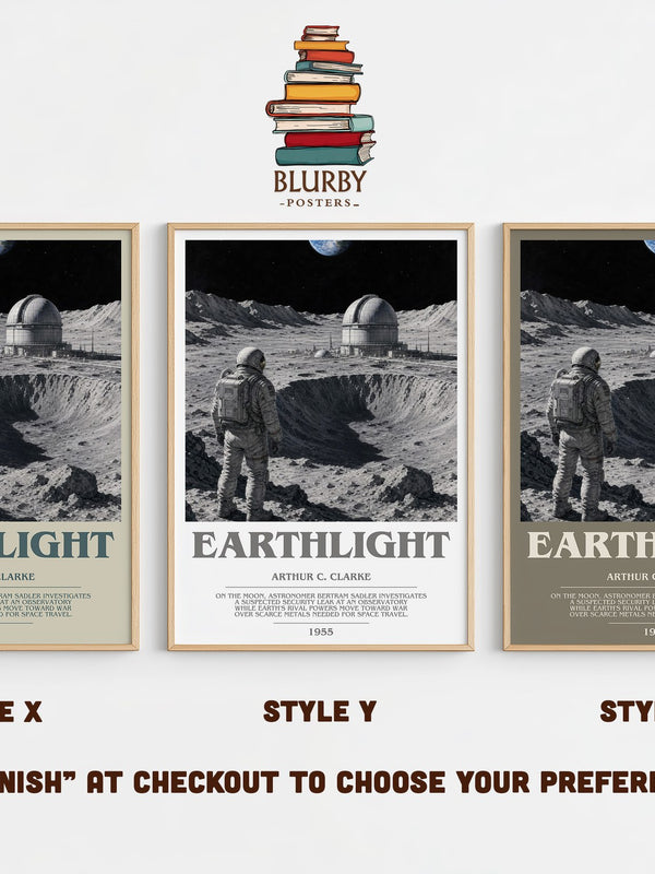Earthlight bookish print in frame leaning in hallway – sci fi wall art