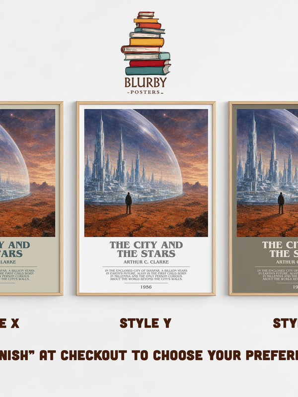 The City and the Stars bookish print in frame leaning in hallway – sci fi wall art