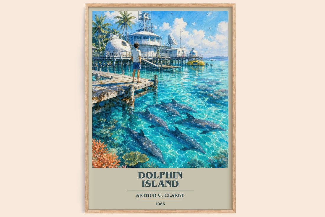 Dolphin Island book cover book poster by Arthur C. Clarke – framed literary art print