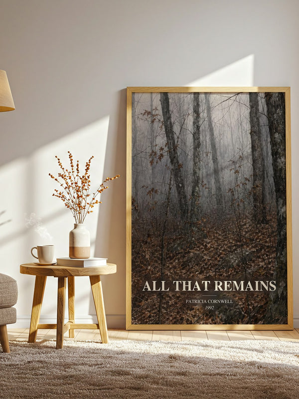 All That Remains watercolour print in frame leaning in hallway – crime wall art