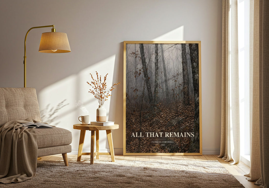 All That Remains watercolour print in frame leaning in hallway – crime wall art